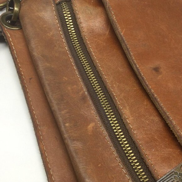 Patricia Nash Brown Distressed Leather Crossbody - Picture 11 of 13